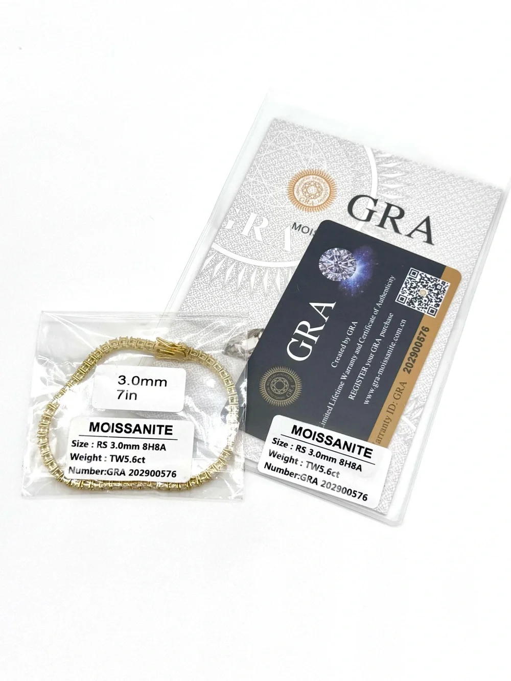 18K Gold Plated, 5.6CTW Moissanite Tennis Bracelet
